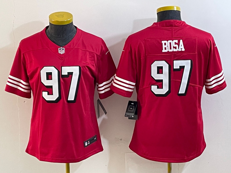 Women's San Francisco 49ers #97 Nick Bosa New Red Stitched Jersey(Run Small) Women's San Francisco 49ers #97 Nick Bosa New Red Stitched Jersey(Run Small)